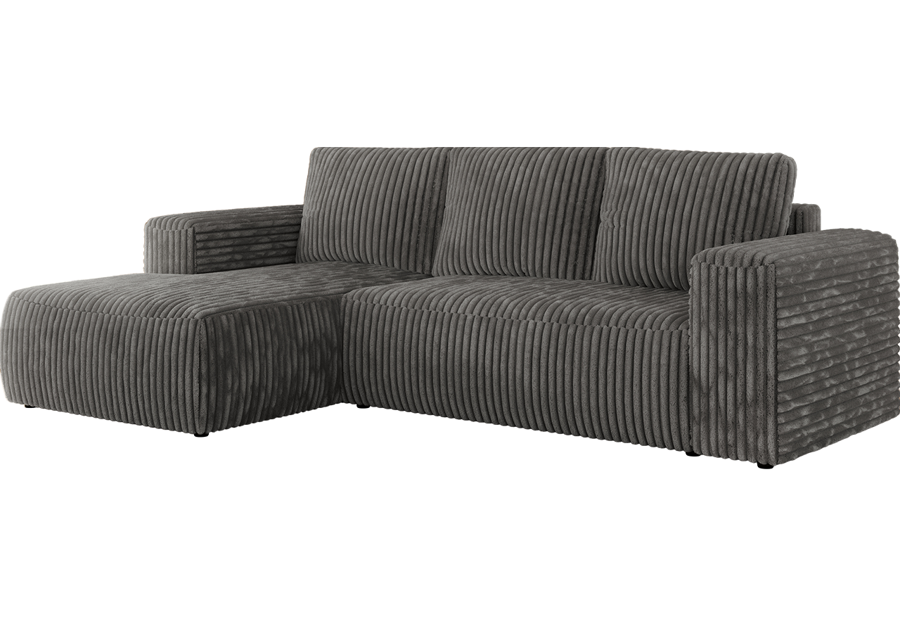 Narożnik TRENTINO L - strona lewa - szary, sztruks