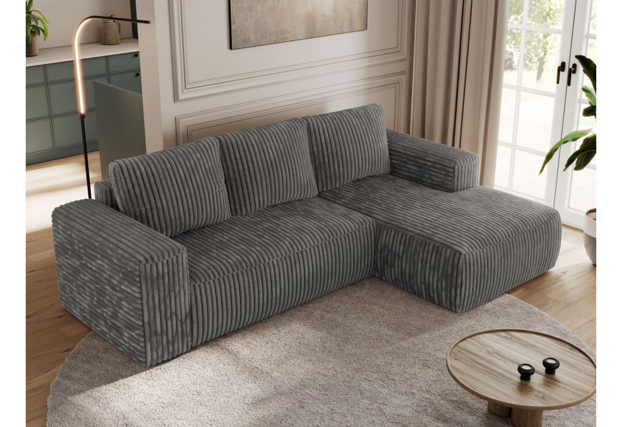 Narożnik TRENTINO L - strona lewa - szary, sztruks