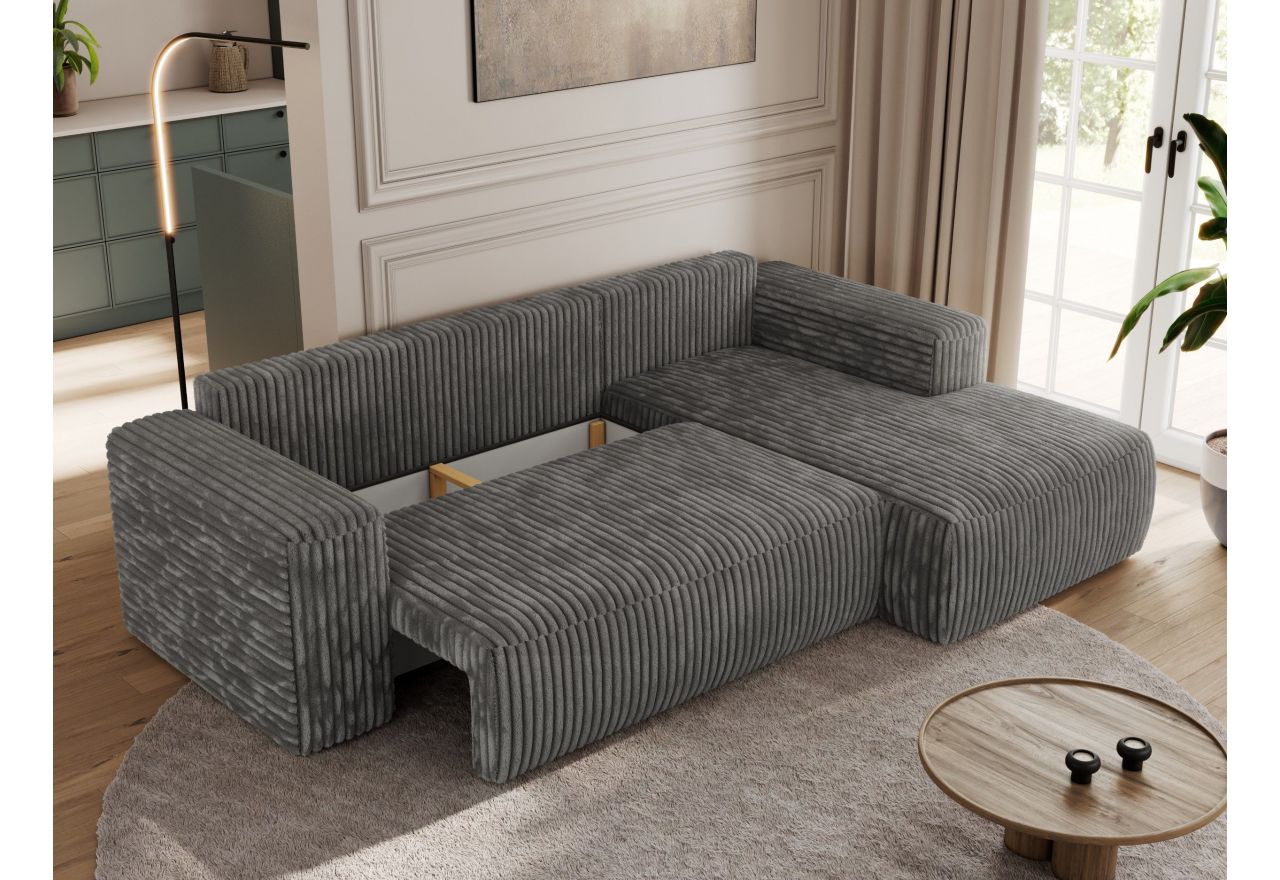 Narożnik TRENTINO L - strona lewa - szary, sztruks