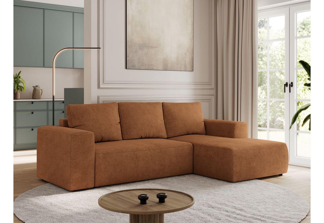 Narożnik TRENTINO L - strona prawa - pomarańczowy, struktura