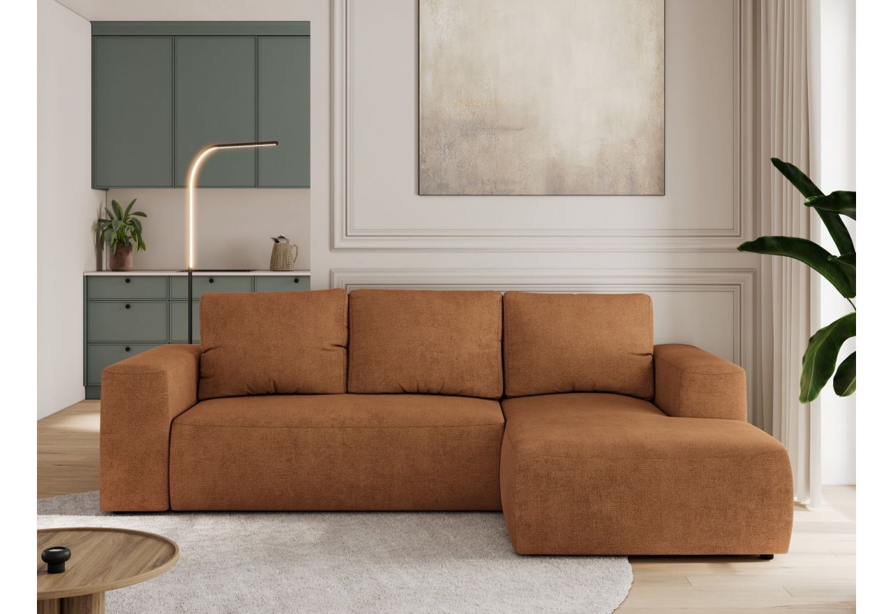 Narożnik TRENTINO L - strona prawa - pomarańczowy, struktura