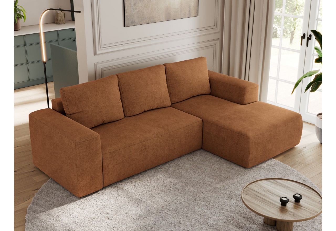 Narożnik TRENTINO L - strona prawa - pomarańczowy, struktura