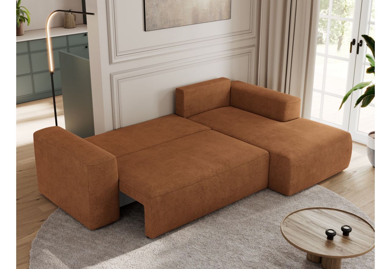 Narożnik TRENTINO L - strona prawa - pomarańczowy, struktura