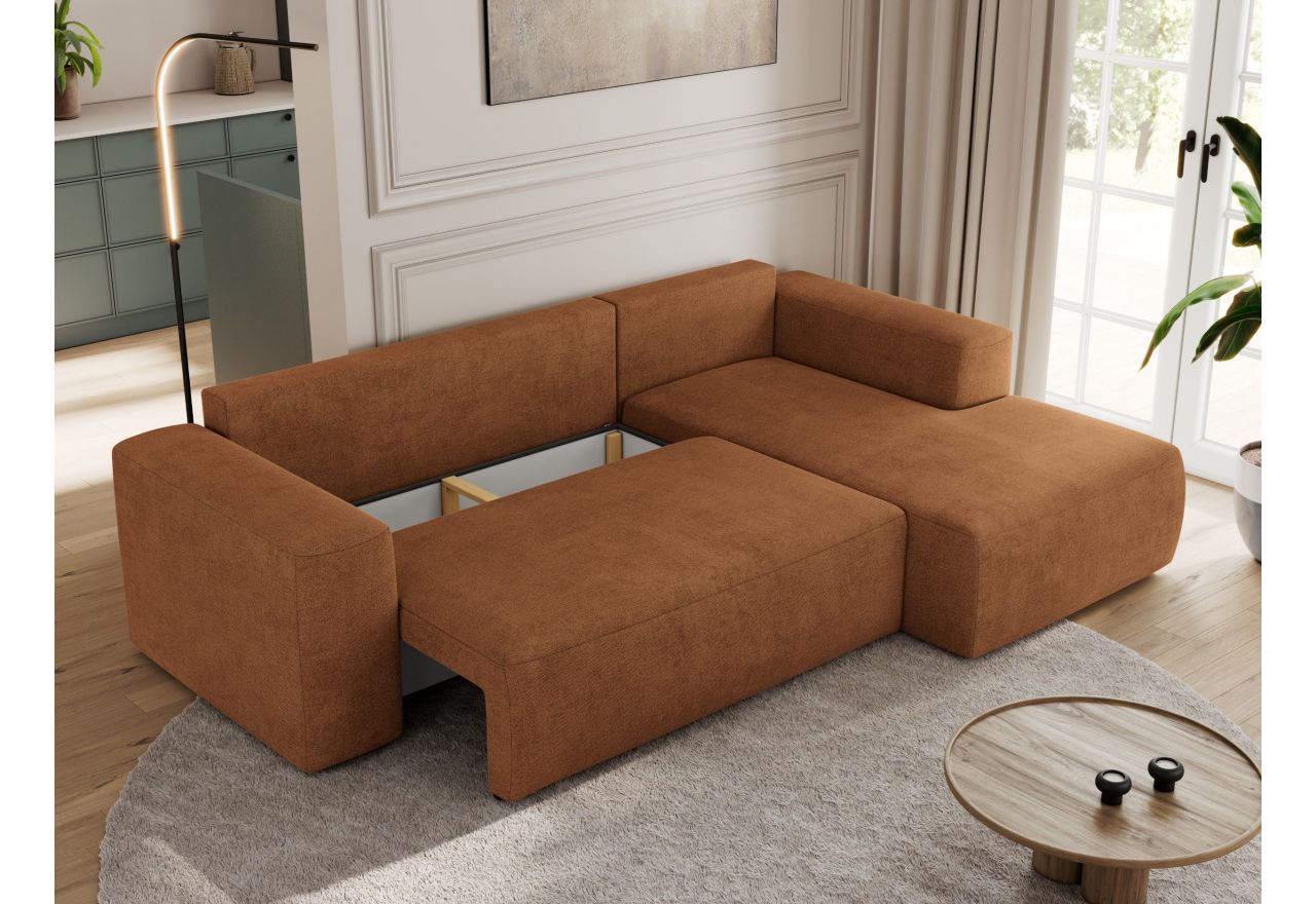 Narożnik TRENTINO L - strona prawa - pomarańczowy, struktura