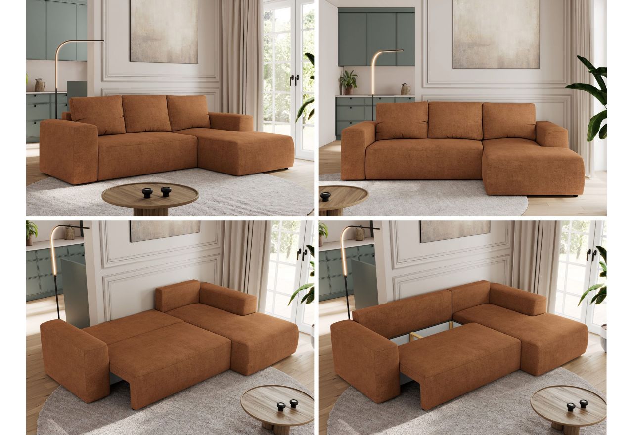 Narożnik TRENTINO L - strona prawa - pomarańczowy, struktura