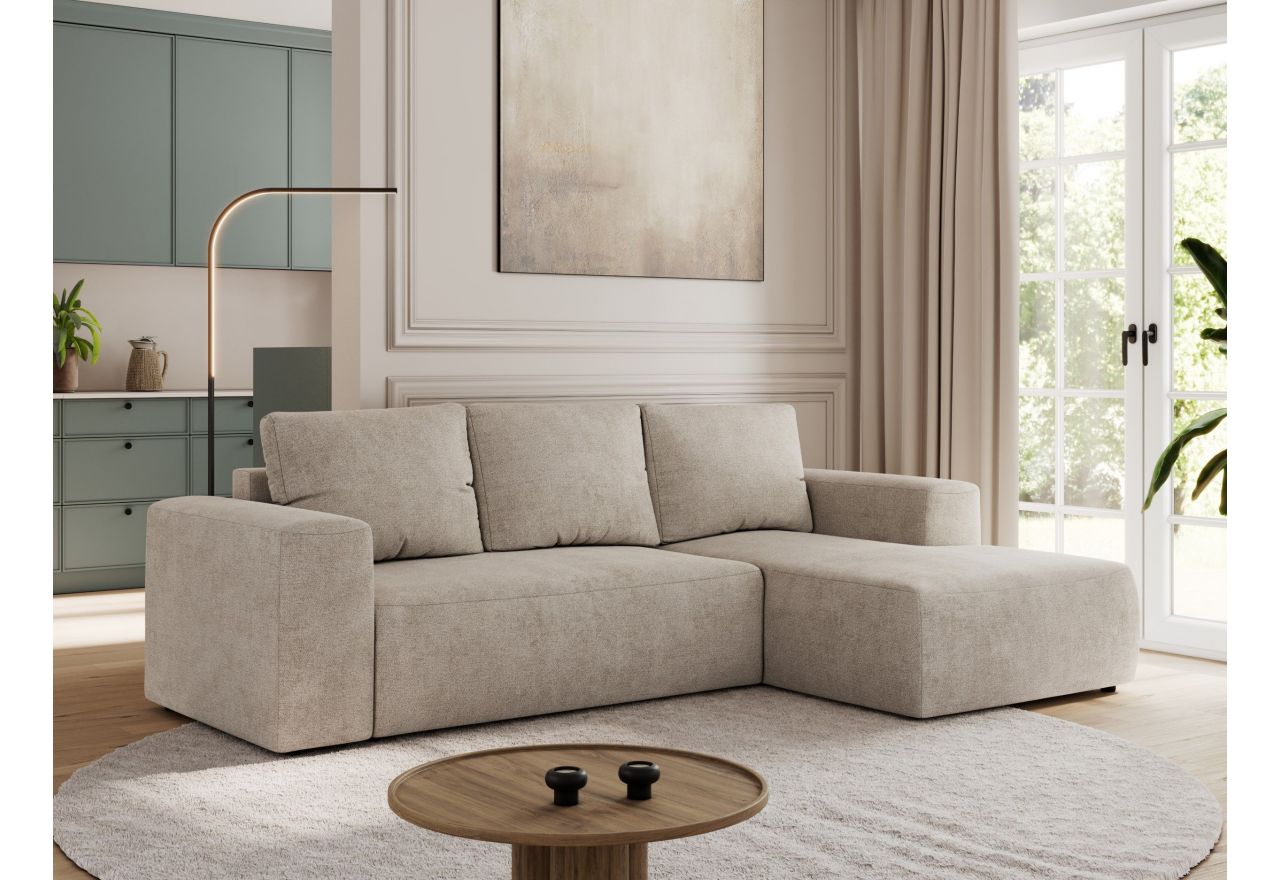 Narożnik TRENTINO L - strona prawa - beżowy, struktura