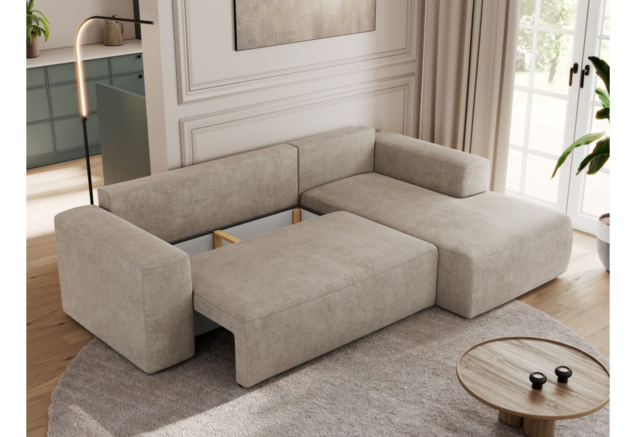 Narożnik TRENTINO L - strona prawa - beżowy, struktura