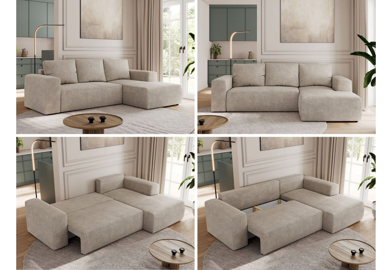 Narożnik TRENTINO L - strona prawa - beżowy, struktura