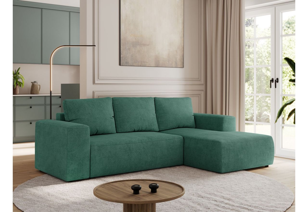 Narożnik TRENTINO L - strona prawa - ciemnozielony, struktura