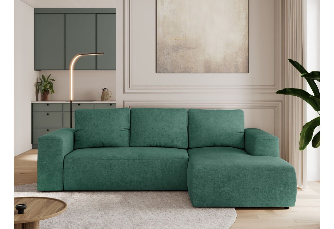 Narożnik TRENTINO L - strona prawa - ciemnozielony, struktura