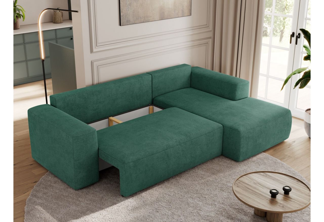 Narożnik TRENTINO L - strona prawa - ciemnozielony, struktura