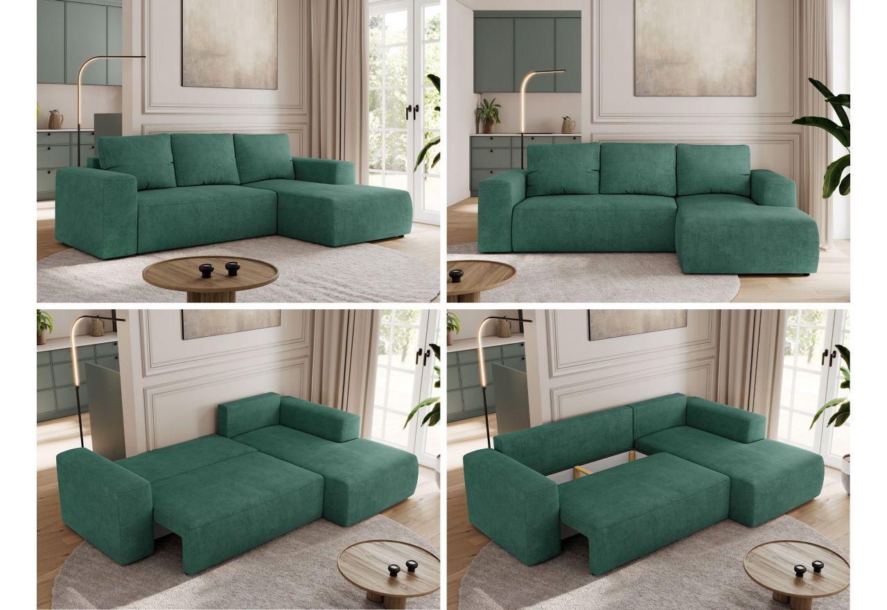 Narożnik TRENTINO L - strona prawa - ciemnozielony, struktura