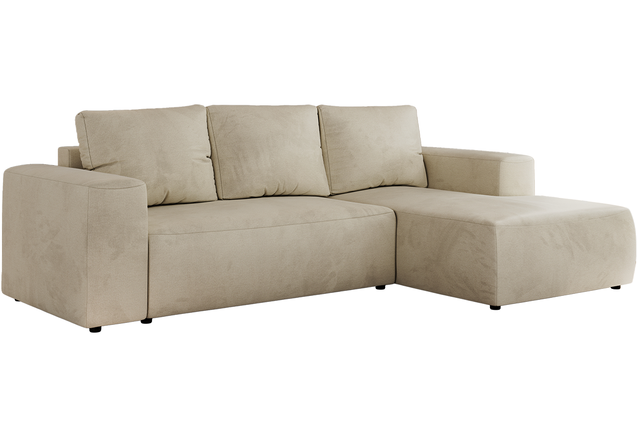 Narożnik TRENTINO L - strona prawa - beżowy, welwet