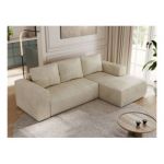 Narożnik TRENTINO L - strona prawa - beżowy, welwet