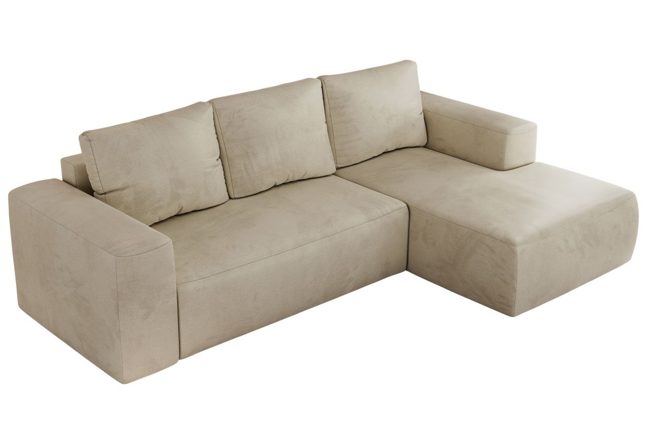 Narożnik TRENTINO L - strona prawa - beżowy, welwet