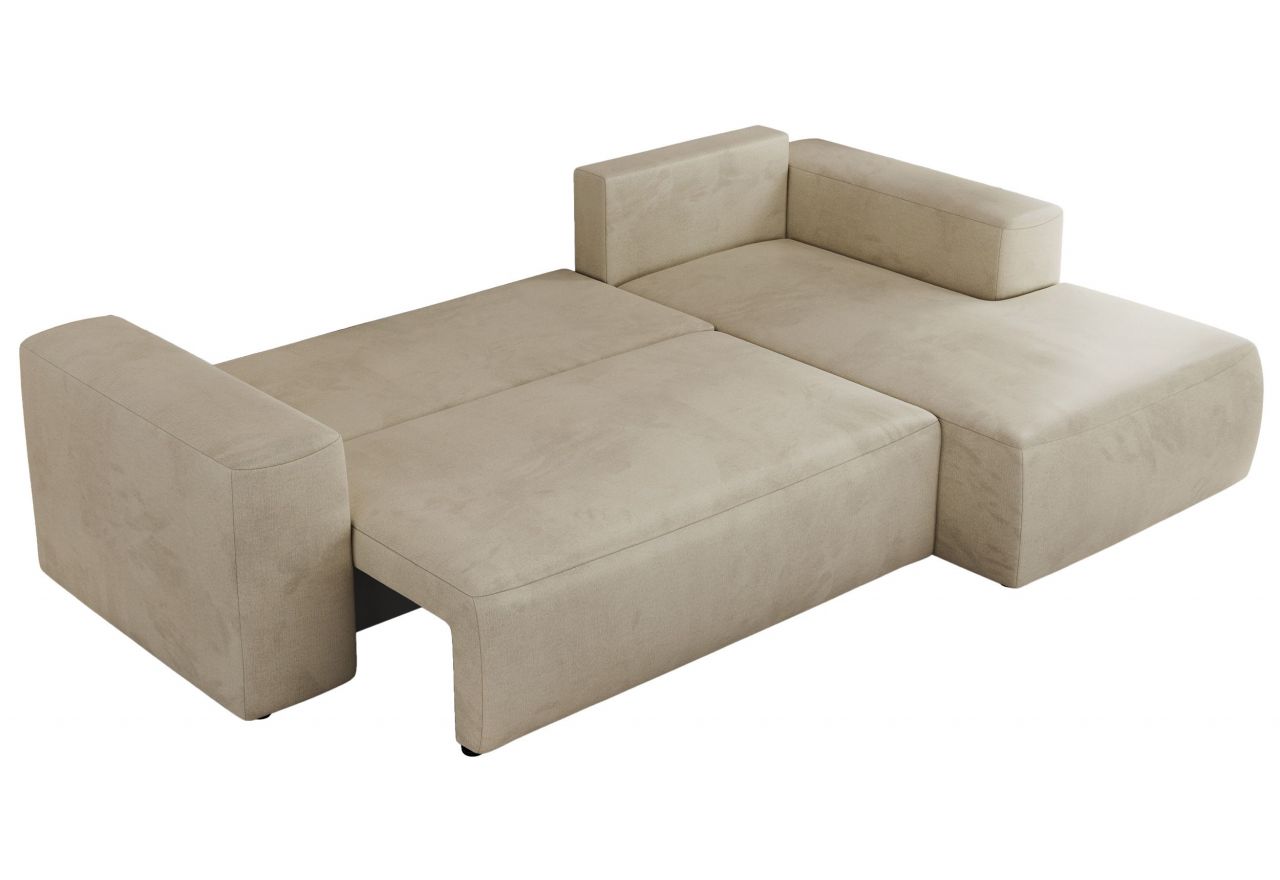 Narożnik TRENTINO L - strona prawa - beżowy, welwet