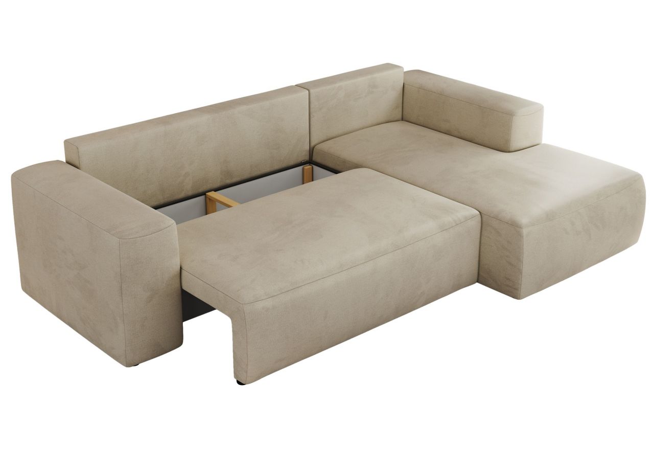 Narożnik TRENTINO L - strona prawa - beżowy, welwet