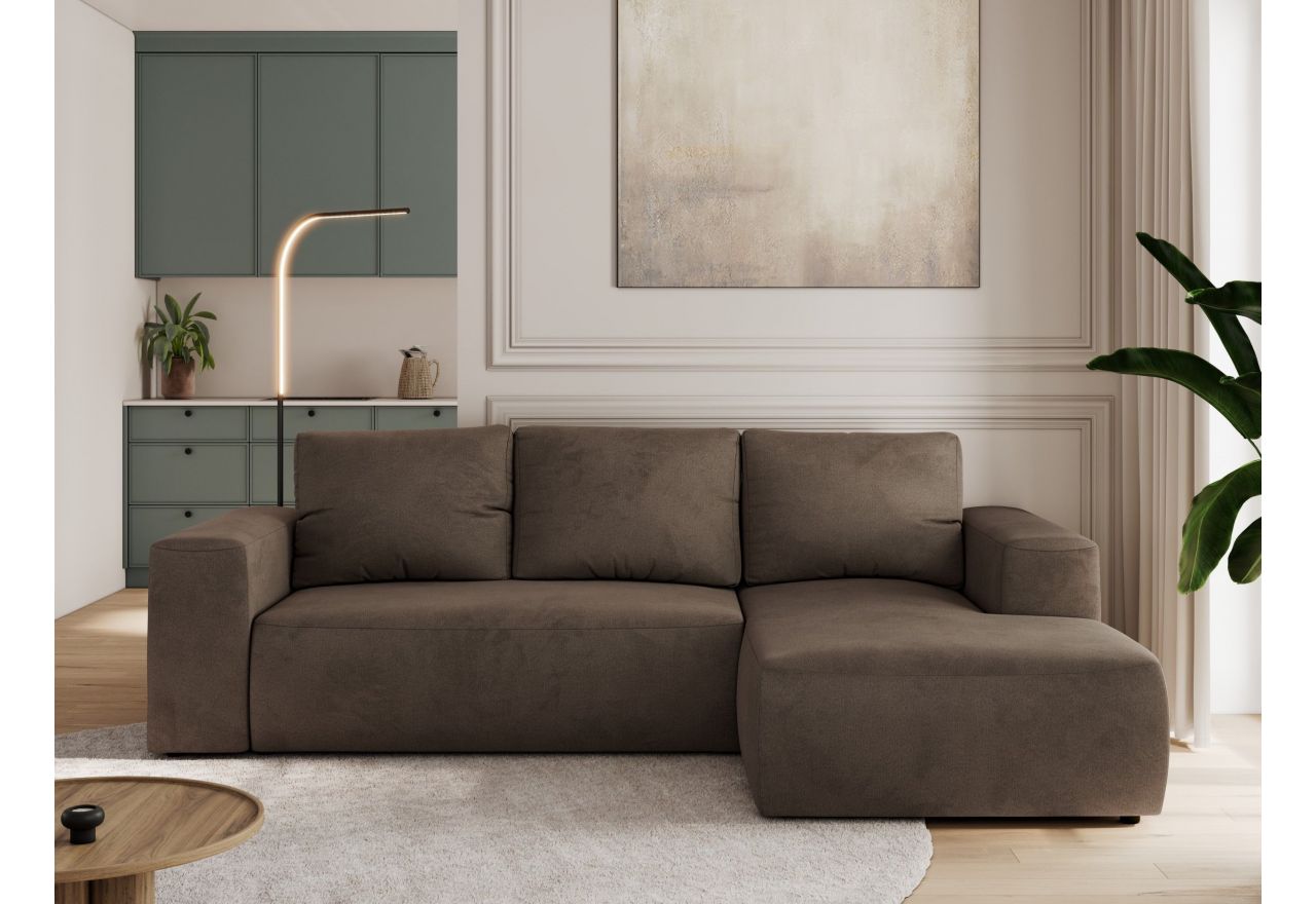 Narożnik TRENTINO L - strona prawa - brązowy, welwet