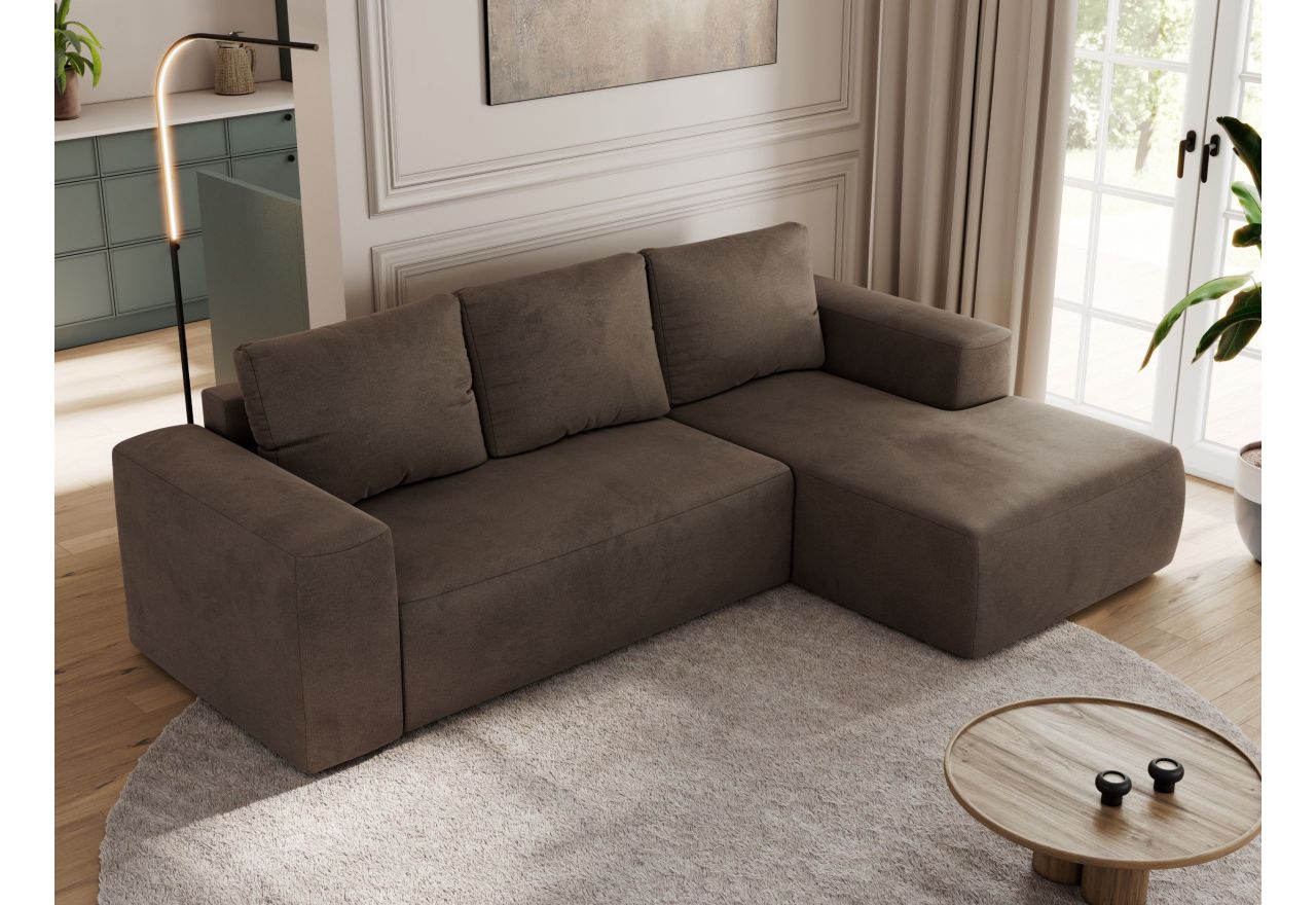 Narożnik TRENTINO L - strona prawa - brązowy, welwet