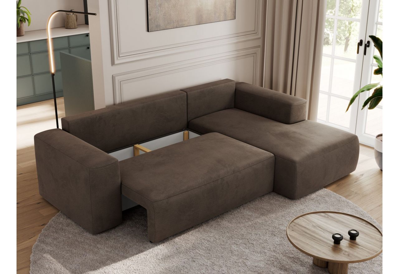 Narożnik TRENTINO L - strona prawa - brązowy, welwet