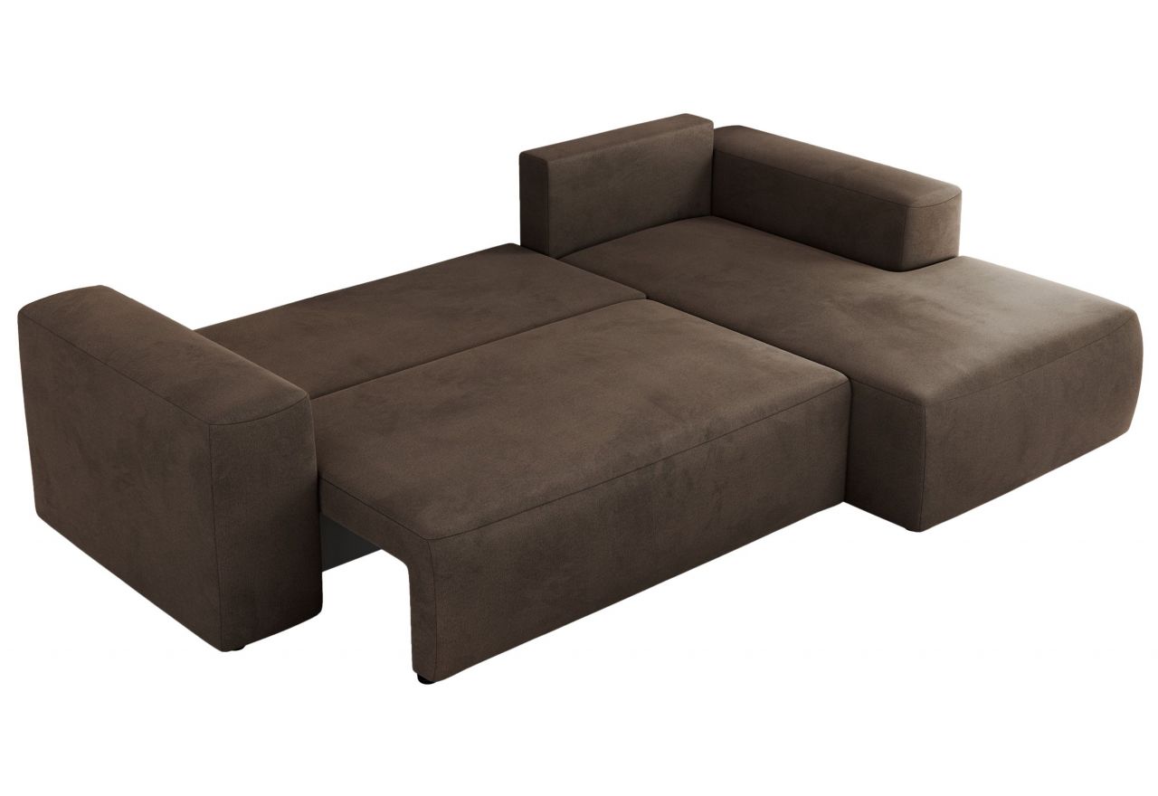 Narożnik TRENTINO L - strona prawa - brązowy, welwet