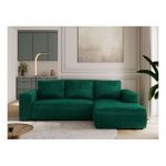 Narożnik TRENTINO L - strona prawa - ciemnozielony, welwet