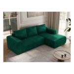 Narożnik TRENTINO L - strona prawa - ciemnozielony, welwet