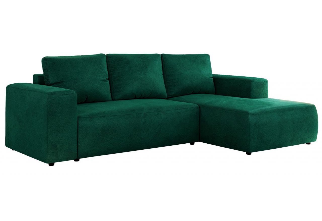 Narożnik TRENTINO L - strona prawa - ciemnozielony, welwet