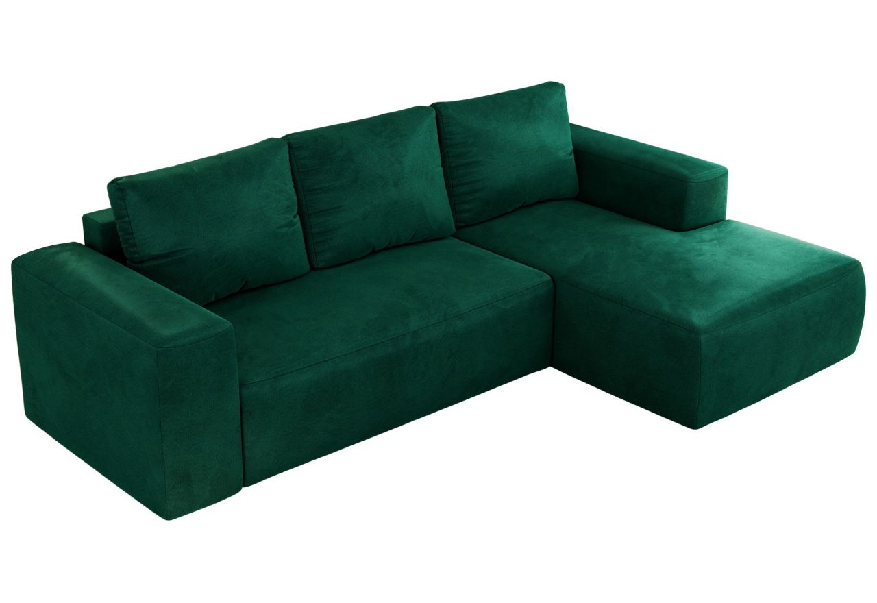 Narożnik TRENTINO L - strona prawa - ciemnozielony, welwet