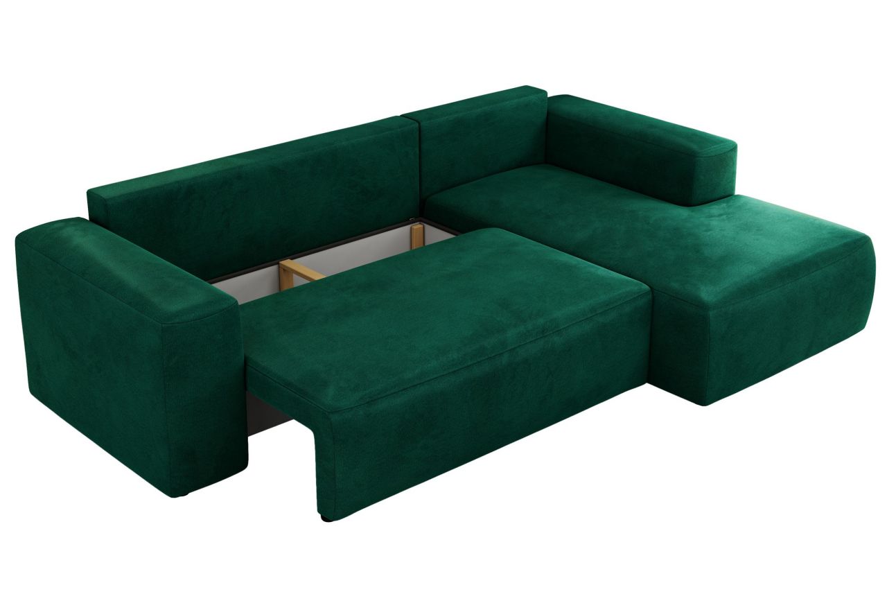 Narożnik TRENTINO L - strona prawa - ciemnozielony, welwet