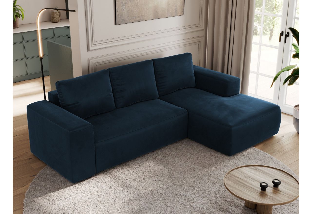 Narożnik TRENTINO L - strona prawa - ciemnoniebieski, welwet
