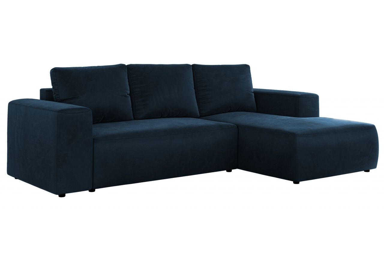 Narożnik TRENTINO L - strona prawa - ciemnoniebieski, welwet