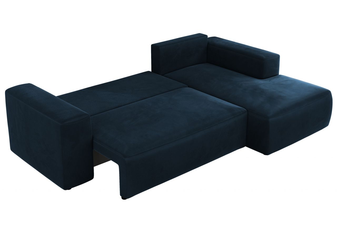 Narożnik TRENTINO L - strona prawa - ciemnoniebieski, welwet