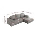 Narożnik TRENTINO L - strona prawa - jasnoszary, welwet