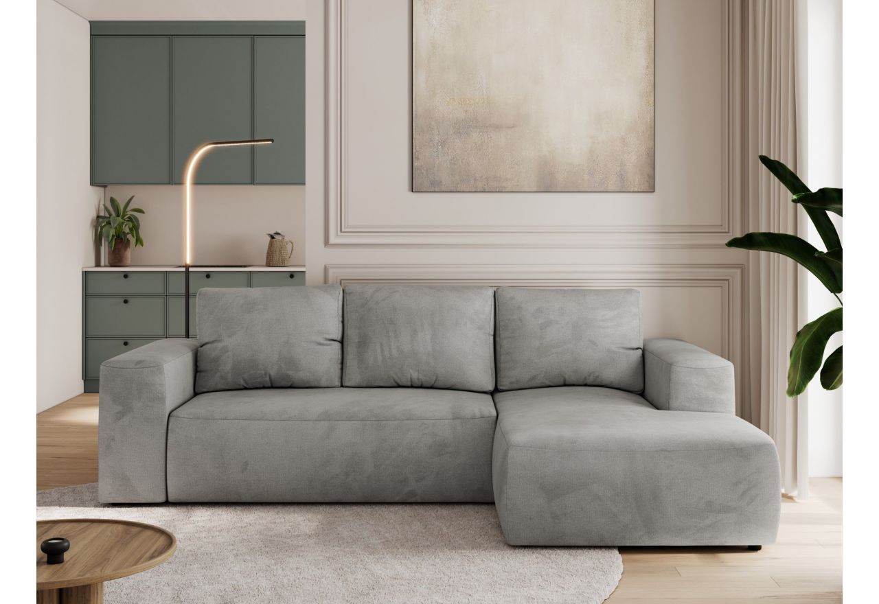 Narożnik TRENTINO L - strona prawa - jasnoszary, welwet