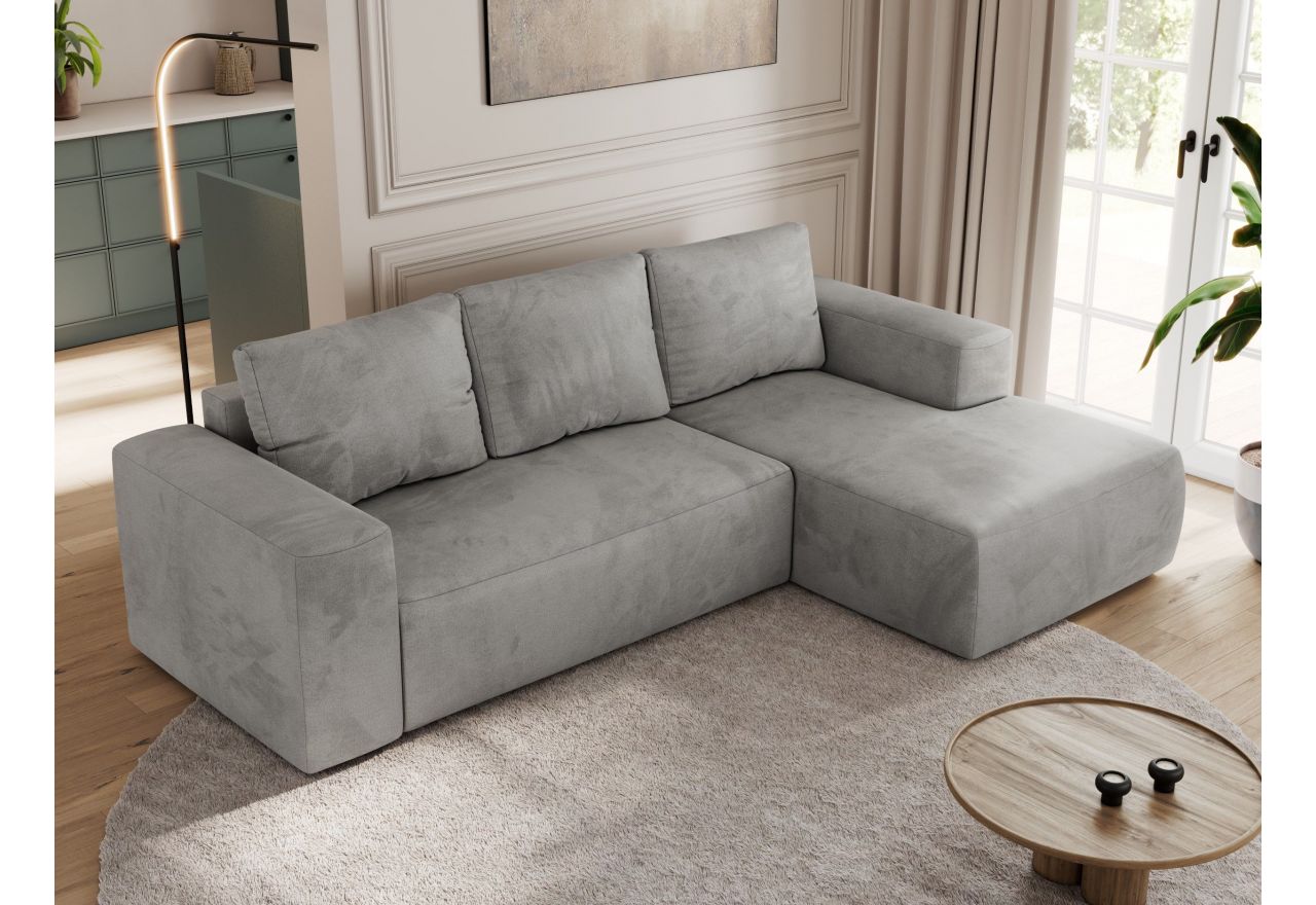 Narożnik TRENTINO L - strona prawa - jasnoszary, welwet