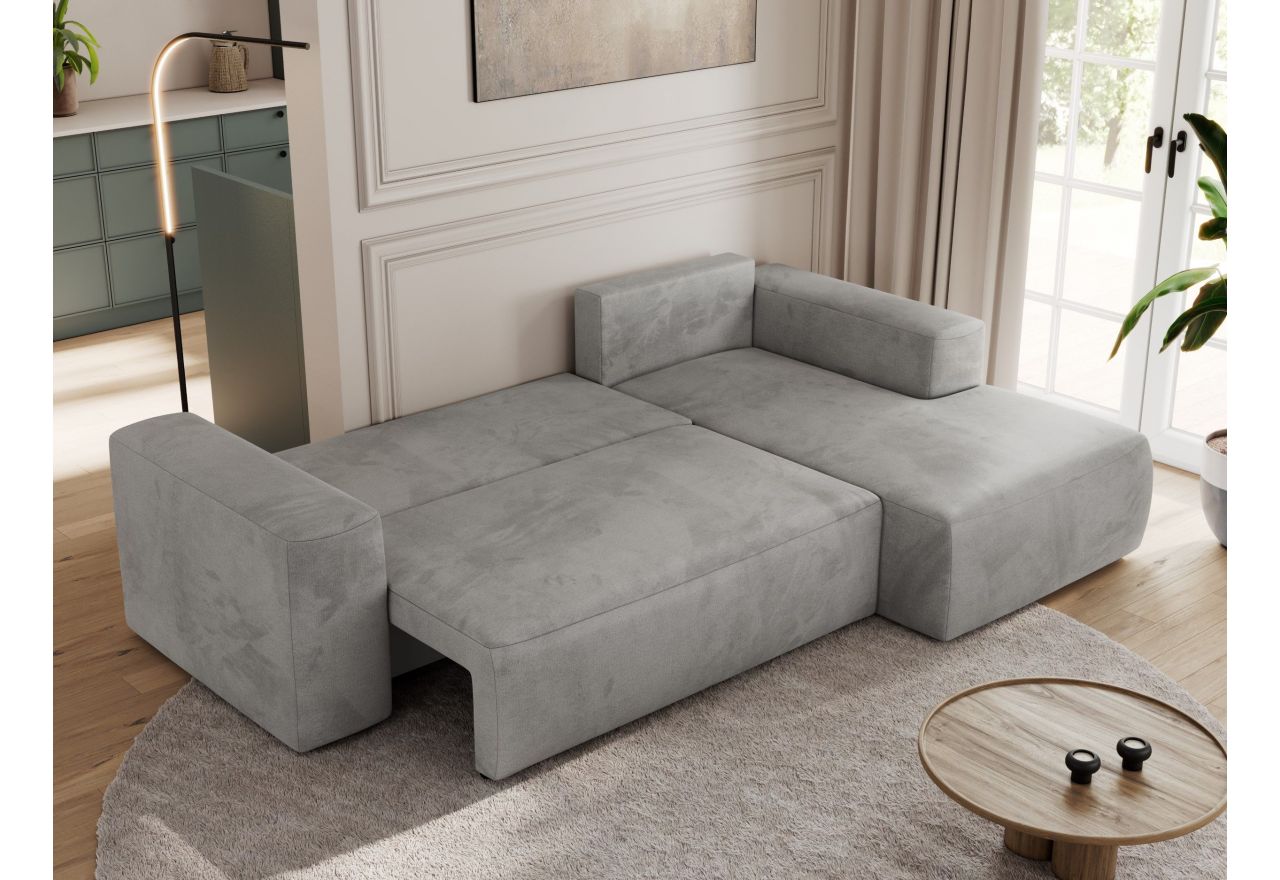 Narożnik TRENTINO L - strona prawa - jasnoszary, welwet