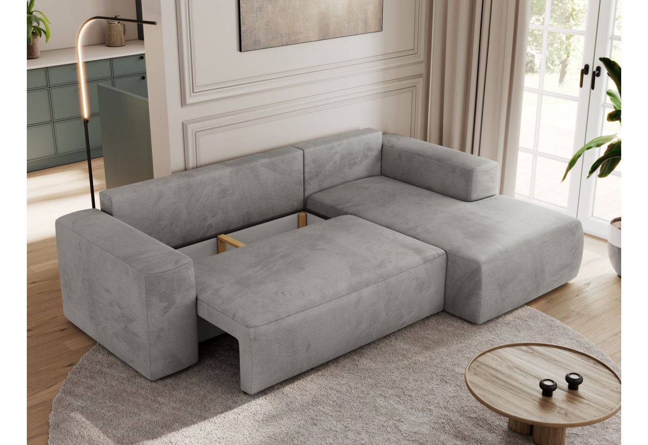 Narożnik TRENTINO L - strona prawa - jasnoszary, welwet
