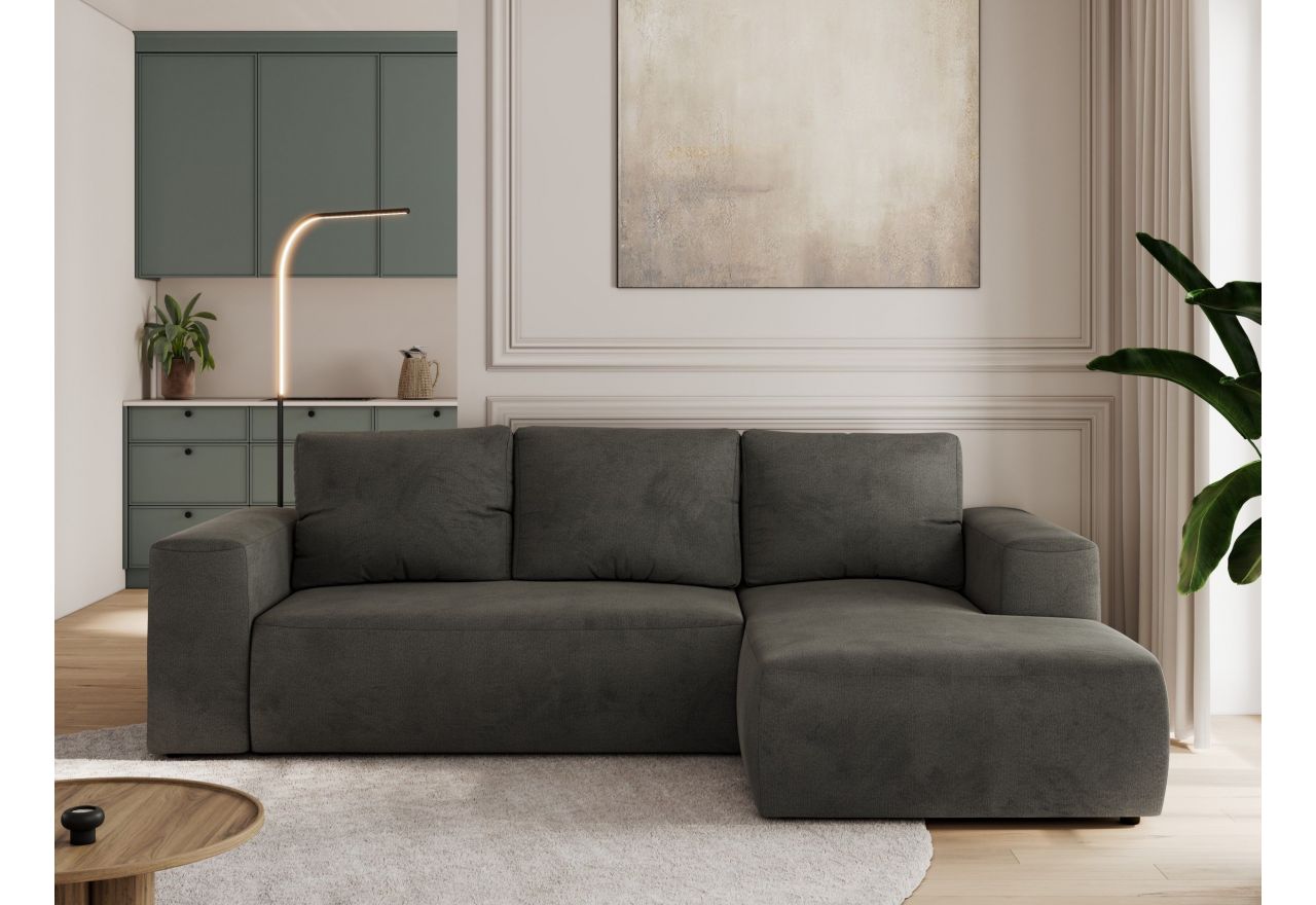 Narożnik TRENTINO L - strona prawa - ciemnoszary, welwet