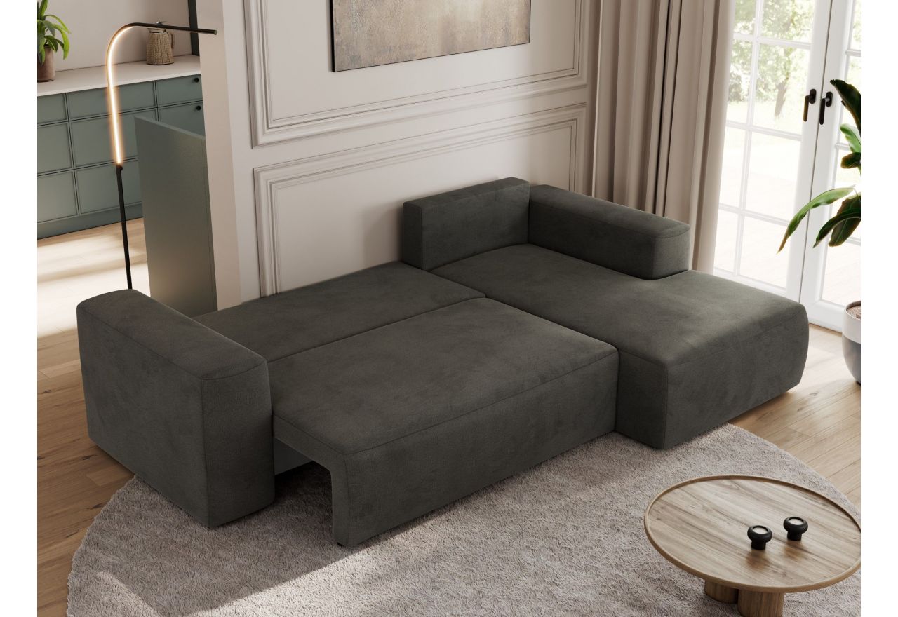 Narożnik TRENTINO L - strona prawa - ciemnoszary, welwet