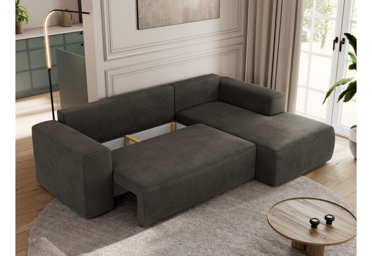 Narożnik TRENTINO L - strona prawa - ciemnoszary, welwet