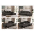 Narożnik TRENTINO L - strona prawa - ciemnoszary, welwet