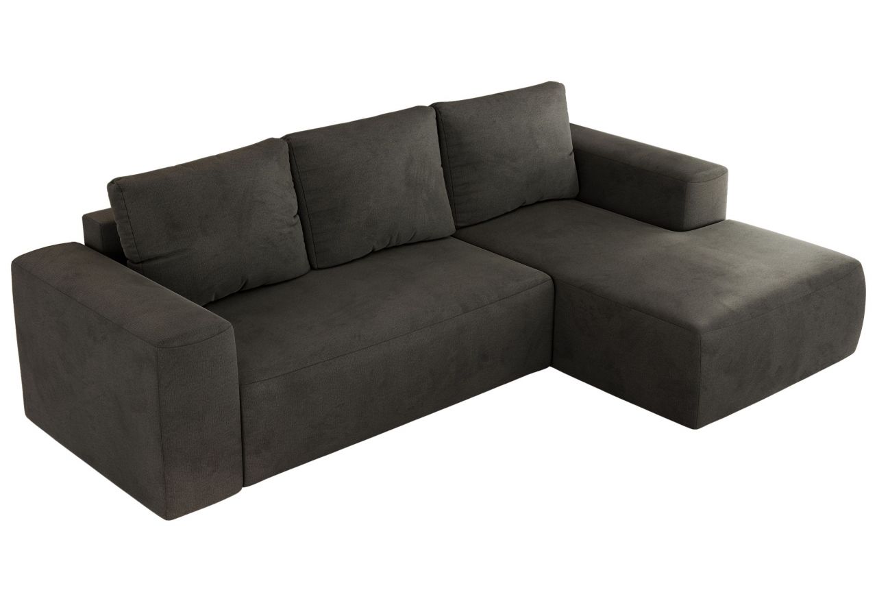 Narożnik TRENTINO L - strona prawa - ciemnoszary, welwet