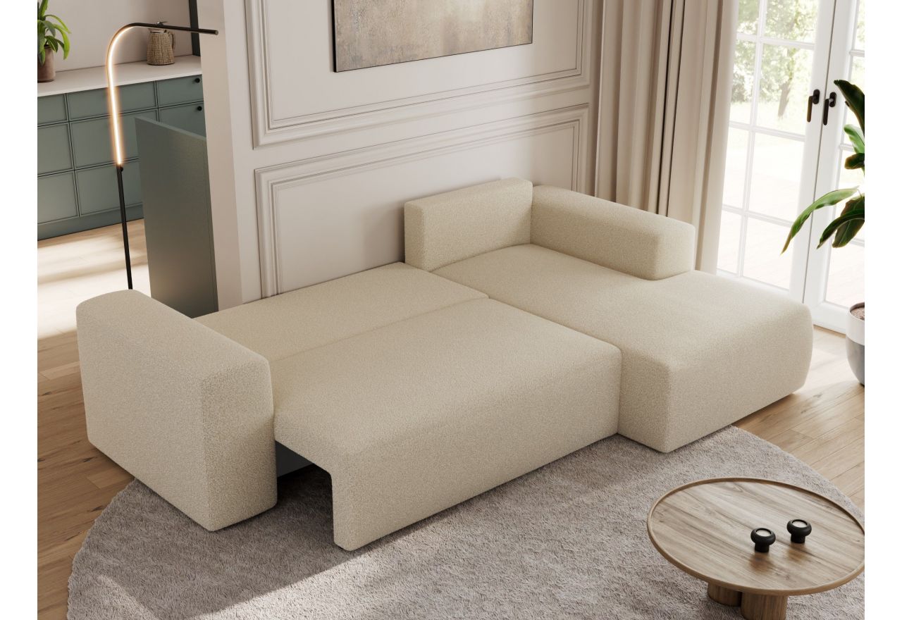 Narożnik TRENTINO L - strona prawa - kremowy, boucle