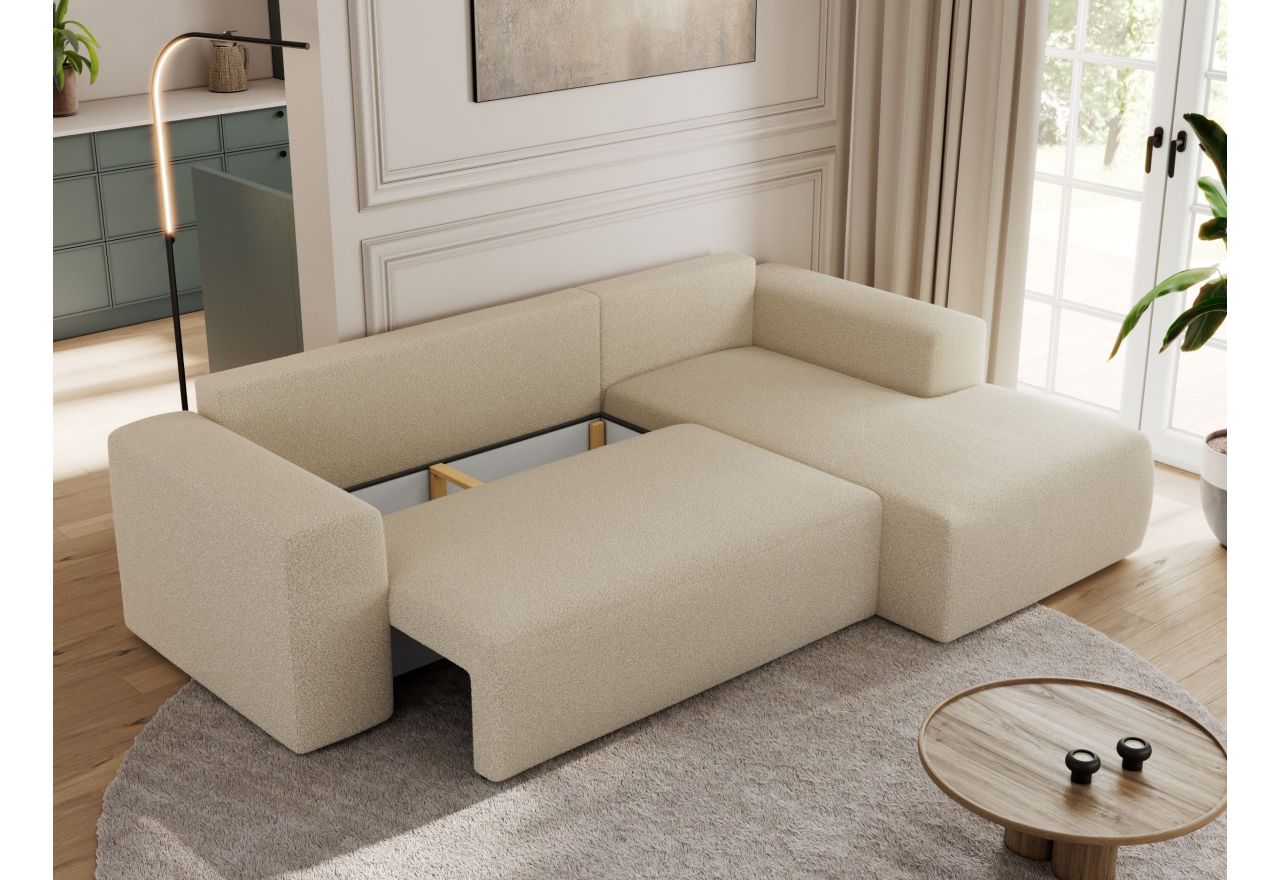 Narożnik TRENTINO L - strona prawa - kremowy, boucle