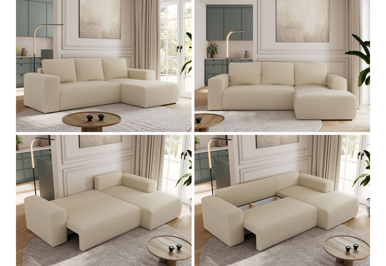 Narożnik TRENTINO L - strona prawa - kremowy, boucle