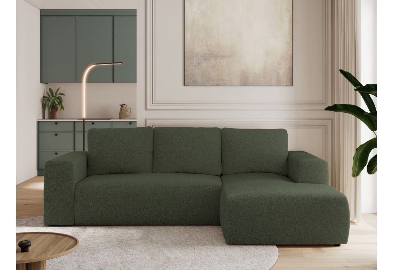 Narożnik TRENTINO L - strona prawa - zielony, boucle