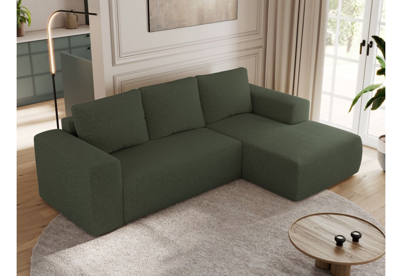 Narożnik TRENTINO L - strona prawa - zielony, boucle