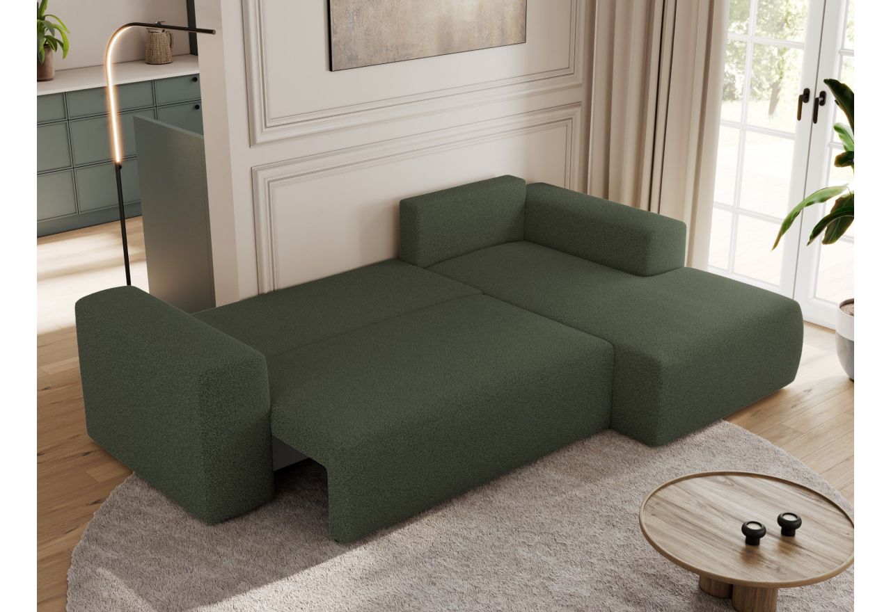 Narożnik TRENTINO L - strona prawa - zielony, boucle