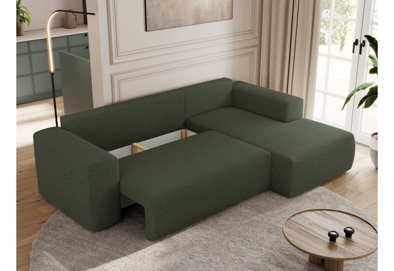 Narożnik TRENTINO L - strona prawa - zielony, boucle